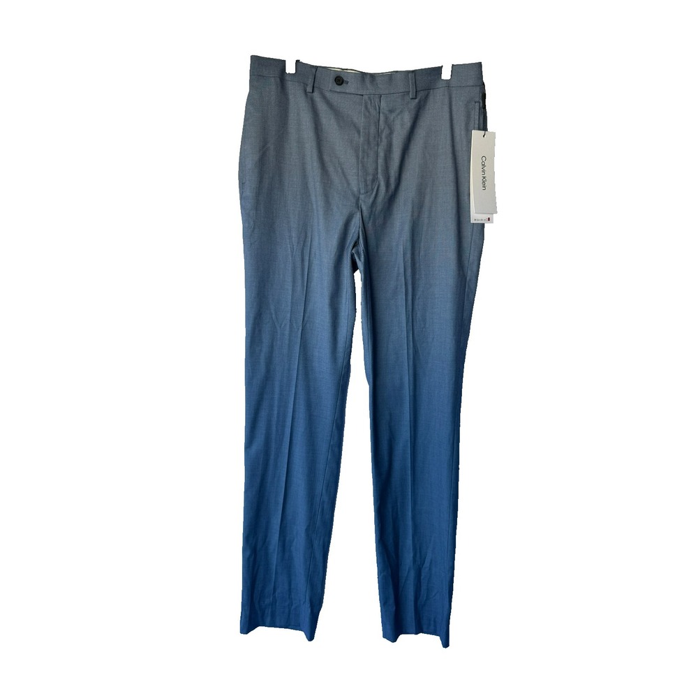 Calvin Klein Jerome Dress Pants Mens 34x34 Slim Fit Blue Formal Corporate Core